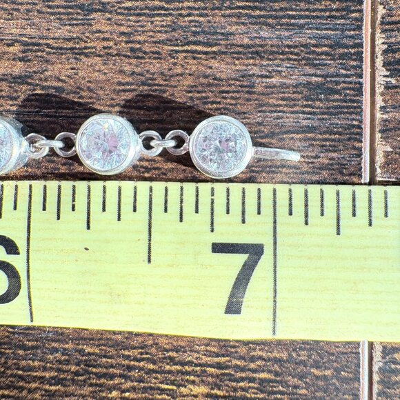 VTG Sterling Silver 925 Cubic Zirconia Cross Chain Bracelet Size 7" Length - Picture 9 of 13